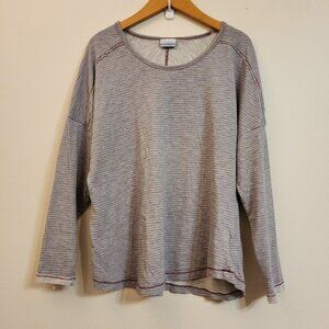 Columbia Stripe Women 1X Stretch Athletic Long Sleeve Shirt Cotton Blend Sporty